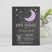 Au-dessus de la lune Baby shower fille Invitation  (Debout devant)
