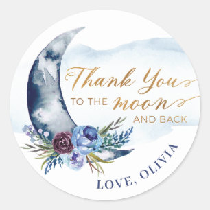 Au-dessus de la lune Baby shower Merci Stickers Ma