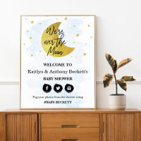 Au-Dessus De La Lune | Boys Baby shower Affiche de
