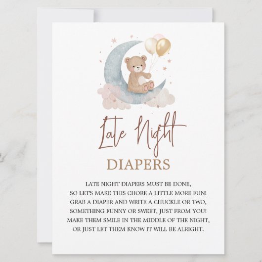 Au-dessus de la lune Carte de jeu Diapers de nuit (Devant)