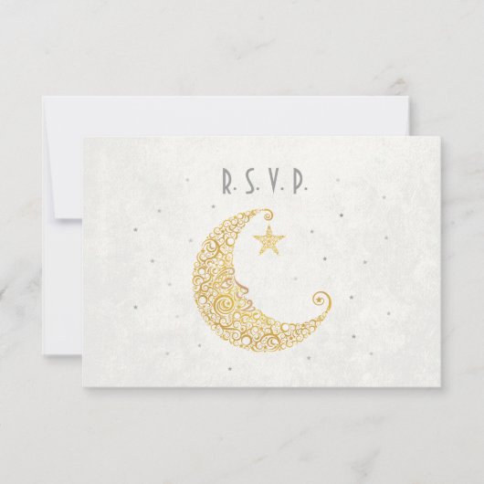Au-dessus de la Lune Mariage carte RSVP Gold (Devant)
