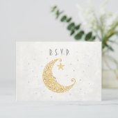 Au-dessus de la Lune Mariage carte RSVP Gold (Debout devant)
