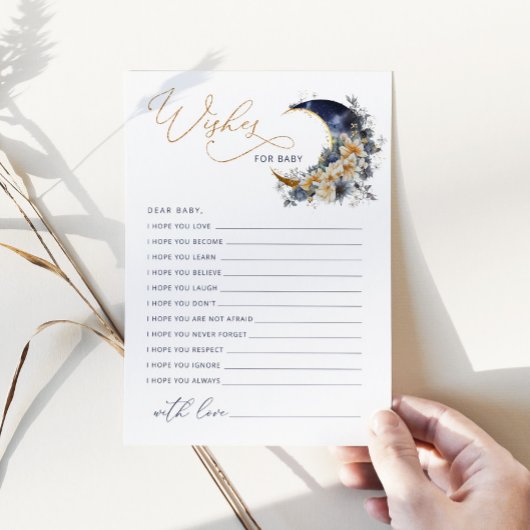 Au-dessus de la lune Marine or Voeux pour carte bé