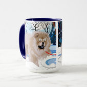 AU-DESSUS DE LA RIVIÈRE Fête/Cannelle Chow mug (Devant gauche)