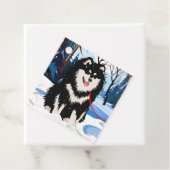 AU-DESSUS DE LA RIVIÈRE Lapphund étiquettes cadeau (En situation)