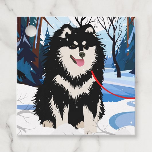 AU-DESSUS DE LA RIVIÈRE Lapphund étiquettes cadeau (Devant)