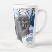 AU-DESSUS DE LA RIVIÈRE  Mug à café noir avec text (Droite)