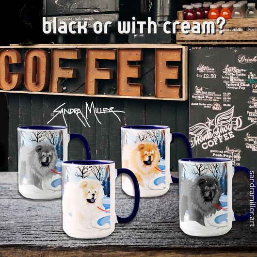 AU-DESSUS DE LA RIVIÈRE Tasse de Chow rouge