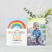 Au-dessus de Rainbow Blue Boy Invitation d'anniver (Debout devant)