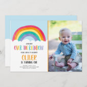 Au-dessus de Rainbow Blue Boy Invitation d'anniver (Devant / Derrière)
