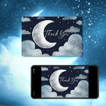 Au-dessus du carte de remerciements de baby shower<br><div class="desc">Nous sommes sur la lune ciel nuages galaxie baby shower modifiable modèle carte de remerciements instantané téléchargement numérique,  aquarelle cyan bleu galaxie nuages argent lune et étoiles</div>