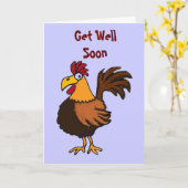 AU- Funny Rooster Get Well Kaart (Gele Bloem)