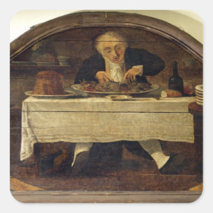 Au Gourmand', winkelbord voor Corcellet Vierkante Sticker