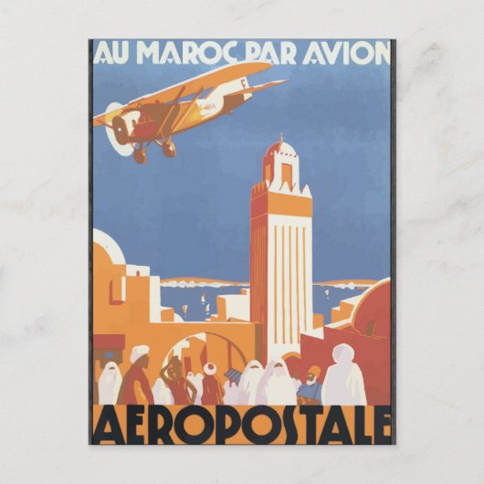 Au Maroc Par Avion Aeropostale,  Briefkaart (Voorkant)