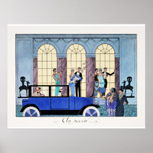 Au Revoir, 1920 Art Deco-illustratie Poster