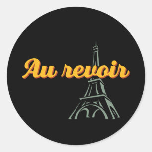 Au Revoir Goodbye Frans Word en Phrase Ronde Sticker