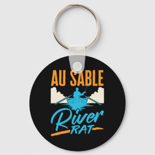 Au Sable River Rat Rafting Canoën Vissen Bootvaren Sleutelhanger