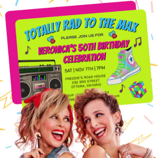 Au total 80s Retro Anniversaire Invitation