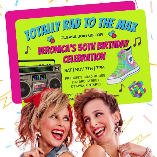 Au total 80s Retro Anniversaire Invitation