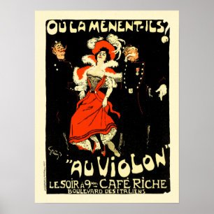 AU VIOLON VOOR HAAR Violin Cafe Riche  Parijs Poster