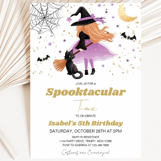 Aubaine de sorcière violette Halloween Invitation