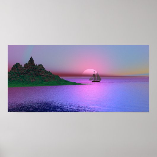 Aube rose et affiche de yacht (Devant)