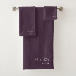 Aubergine badhanddoeken badkamer elegant stijlvol bad handdoek