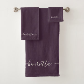 Aubergine badhanddoeken badkamer elegant stijlvol bad handdoek