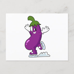 Aubergine bij het schaatsen met schaatsen briefkaart