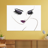 Aubergine lippen lange wimpers Lash Extension Canvas Afdruk (Insitu (Woonkamer))
