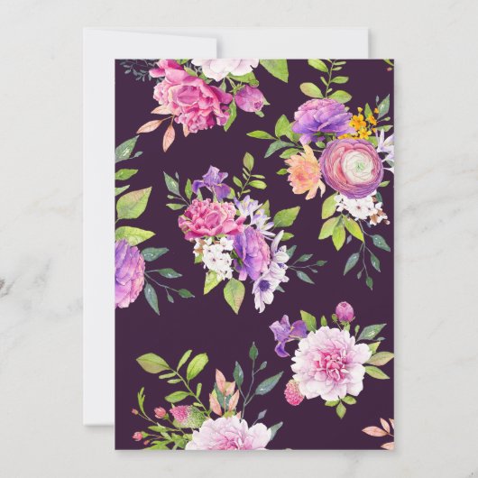 Aubergine Mulberry Crest Bruiloft Kaart (Achterkant)