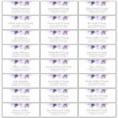 Aubergine paarse bloemen gastennamen Adresetikette Sticker (Voorkant)