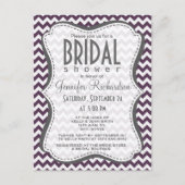 Aubergine Paarse Chevron; zig zag Uitnodiging Briefkaart (Voorkant)