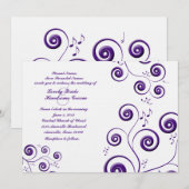 Aubergine Paarse wervelingen Muziek Huwelijksuitno Kaart (Voorkant / Achterkant)