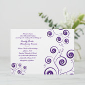 Aubergine Paarse wervelingen Muziek Huwelijksuitno Kaart (Staand voorkant)