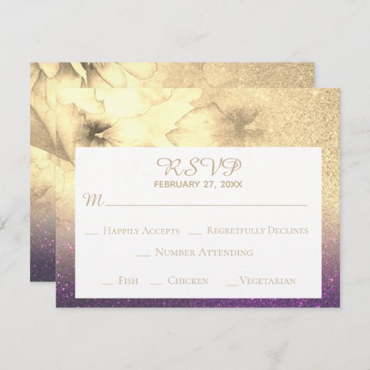 *~* Aubergine Pailletée Ombre Jaune Doré RSVP (Devant / Derrière)