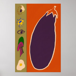 Aubergine Plak Japanese Abstract Bauhaus Formule Poster