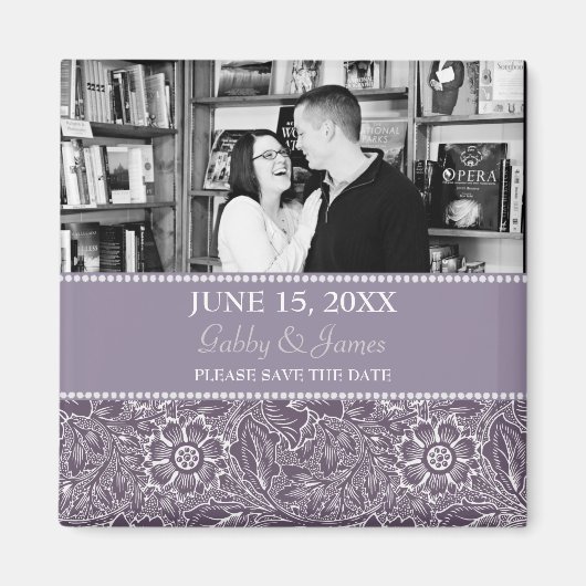 Aubergine Plum Save the Date Wedding Magnet (Devant)
