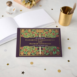 Aubergine Royal Médiéval Floral Épée Mariage