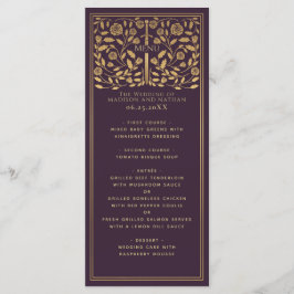 Aubergine Royal Medieval Sword Wedding Flat Menu
