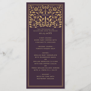 Aubergine Royal Medieval Sword Wedding Flat Menu