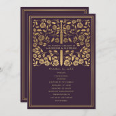 Aubergine Royal Medieval Sword Wedding Program Programma (Voorkant / Achterkant)