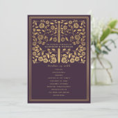 Aubergine Royal Medieval Sword Wedding Program Programma (Staand voorkant)