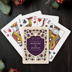 Aubergine Royal Sword Shield Wedding Favoriet Pokerkaarten