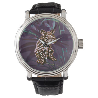 Aubergine tapir floral horloge
