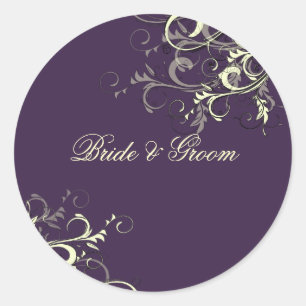 Aubergine+Vanille Swirls/DIY Achtergrondkleur Ronde Sticker