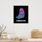 Auberjeans Funny Eggplant Pun Dark BG Poster (Keuken)