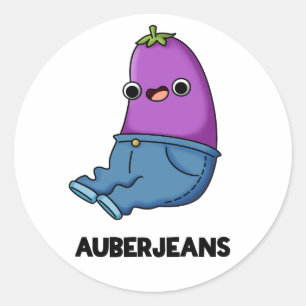 Auberjeans Grappige aubergine Pun Ronde Sticker