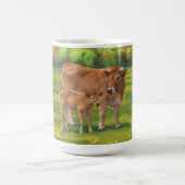 Aubrac-Koe en Cute Calf in lentepastuur Koffiemok (Center)