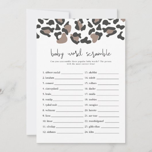 AUBREE Baby Word Scramble Game Invi Kaart (Voorkant)